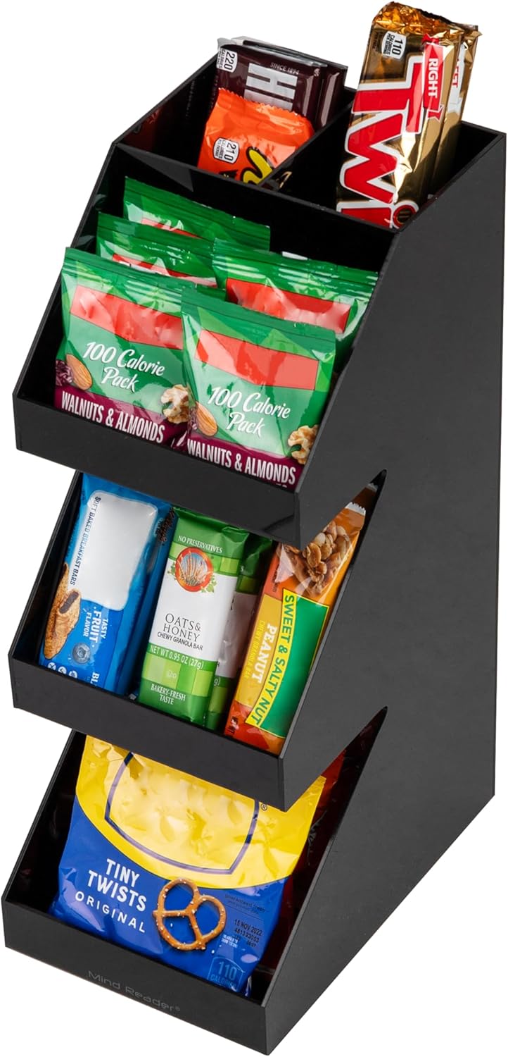 Mind Reader Acrylic 3-Tier Coffee / Tea Condiment Organizer, Black - Black