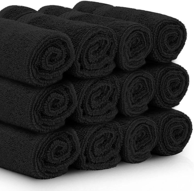 White Classic Luxury Cotton Washcloths - Small Hotel Spa Bathroom Face Towel | 12 Pack |