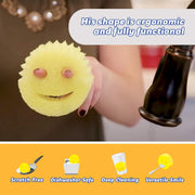 Original Smiley Scouring Sponge, Anti-Scratch Washable Reusable Antibacterial Sponges, Flextexture, Dish Sponge for Household, Kitchen and Bathroom, Yellow, Pack of 2 - Original Yellow