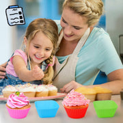 44 Pcs Silicone Lunch Box Dividers Set, Includes 24 Reusable Silicone Cupcake Baking Cups and 20 Cute Animal Food Picks, Non-stick Muffin Liners for Party
