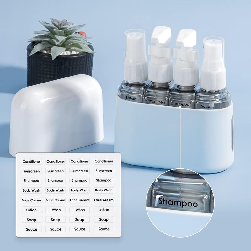 4 Pack Travel Bottles Set for Toiletries: TSA Approved Travel Containers, 50ml/2oz Leak Proof Travel Size Accessories with Label and Storage Box, Perfect for Business or Personal Travel Use, Pink