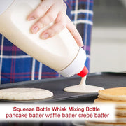 Pancake Batter Dispenser - Kitchen Tool for Cupcakes, Crepes, Waffles & Cookies - Liquid Batter Mix Dispensing Bottle with Measurement Marks, Easy Squeeze