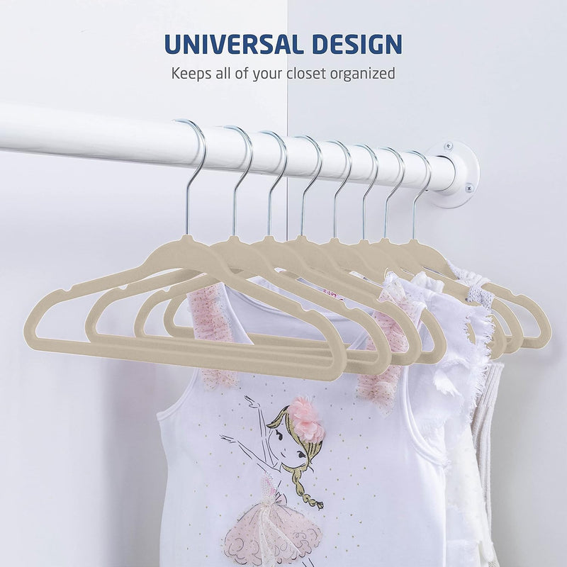 ZOBER Hangers For Baby Clothes - Chrome Swivel Hook - Non Slip Toddler Hangers for Baby and Children Clothes Space saving - Hanger for Everyday Use Set Of 10 - Pink