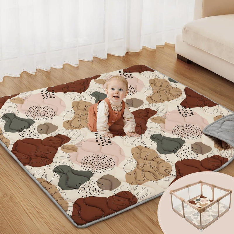 Baby Play Mats for Floor, 150x180cm Play Mat for Playpen, Thicken Soft Padding Foam Playmats for Babies and Toddlers Infants, 2cm Thick Foldable and Machine Washable Baby Crawling Mat
