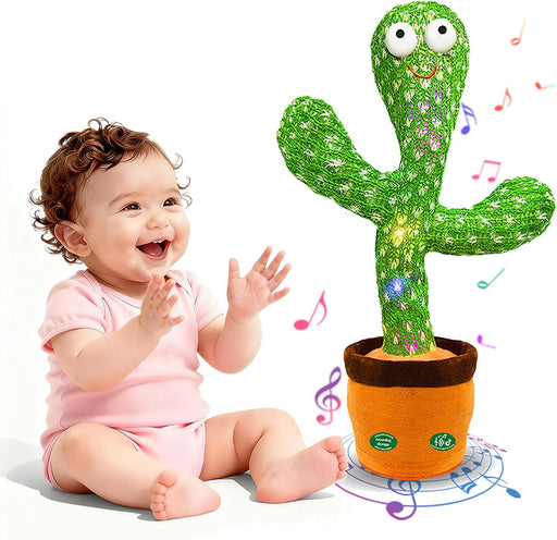 Dancing Mimicking Talking Cactus Toy,Funny Gift for Toddler 1 2 3 Year Old Boy Girl,Singing Record Repeat What You Say Light Up Baby Infant Toys 6-12 12-18 Months (Volume Adjustment) - Cactus