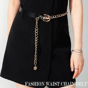 Womens Metal Waist Chain Belt Adjustable Multilayer Link Belt for Jeans & Dresses Gold Chain Belt with Coin Design Fashion Waist Belt for Casual & Evening Wear