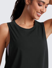 CRZ YOGA Women's Pima Cotton Workout Tank Crop Sports Shirt Sleeveless Yoga Running Tops