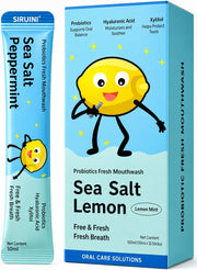 Flavored Travel Mouthwash Packets with Probiotics Portable Disposable Breath Freshener Individual Single-Use Sachets for Fresh Breath 15 pcs (Sea Salt Lemon) - Sea Salt Lemon
