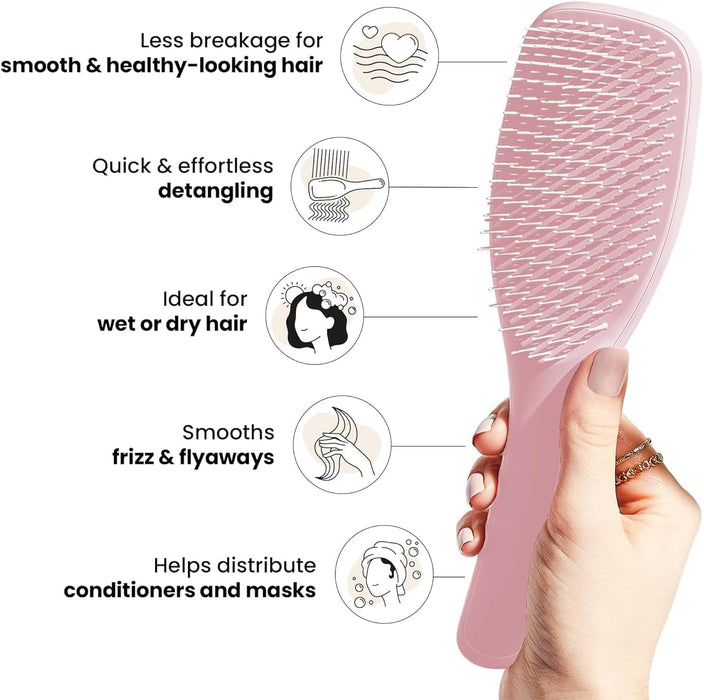 Purfex Hair Brush Large Detangler Hairbrush, Perfect for Long, Thick, Curly & Textured Hair, Two-Tiered Teeth for Gentle Detangling, Reduces Breakage, for Men Women, Ergonomic Handle