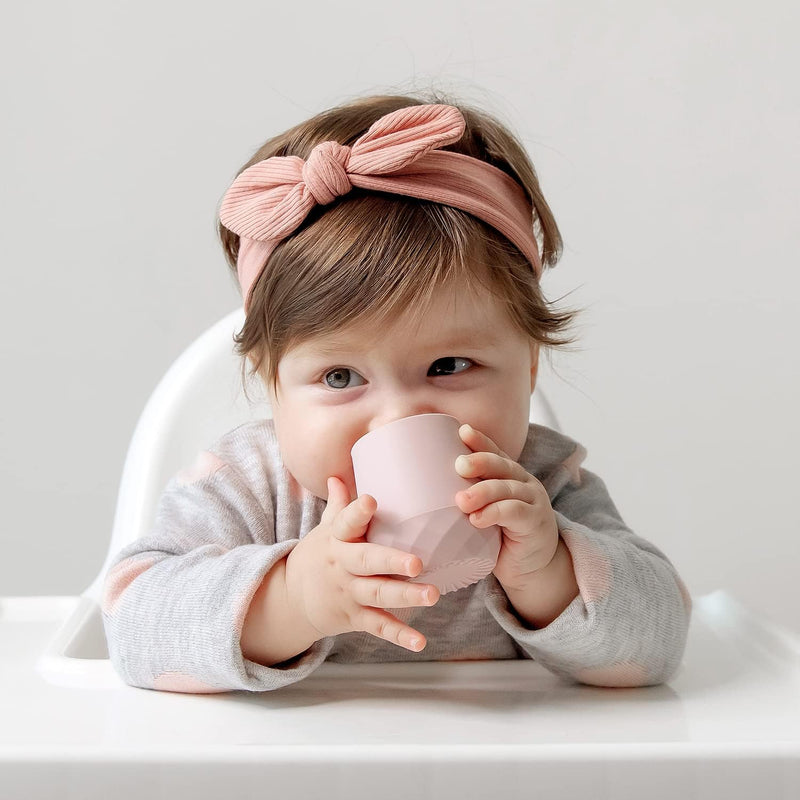 SAMiGO Silicone Baby Cups Tiny Cups for 6-12 Month Infants - Baby Led Weaning Cups for Training - Open Cup Set - 2 Pack