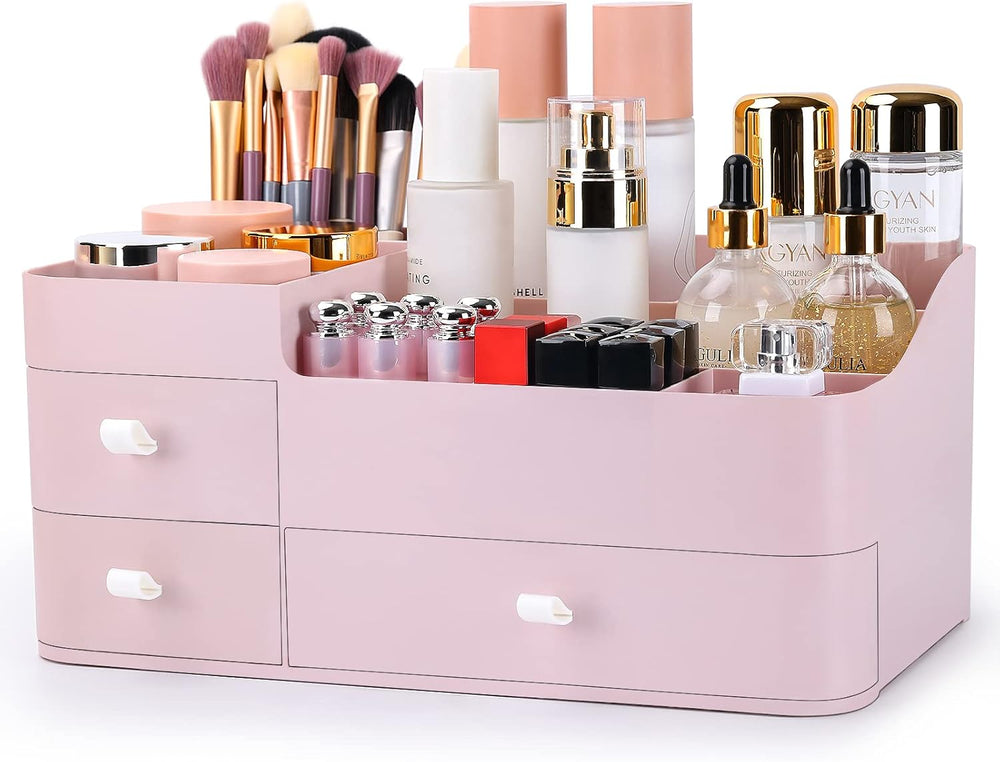 Makeup Organizer with Drawers,Large Capacity Countertop Organizer for Vanity,Bathroom and Bedroom Desk Cosmetics Organizer for Skin Care,Brushes, Eyeshadow, Lotions, Lipstick, Nail Polish and Jewelry