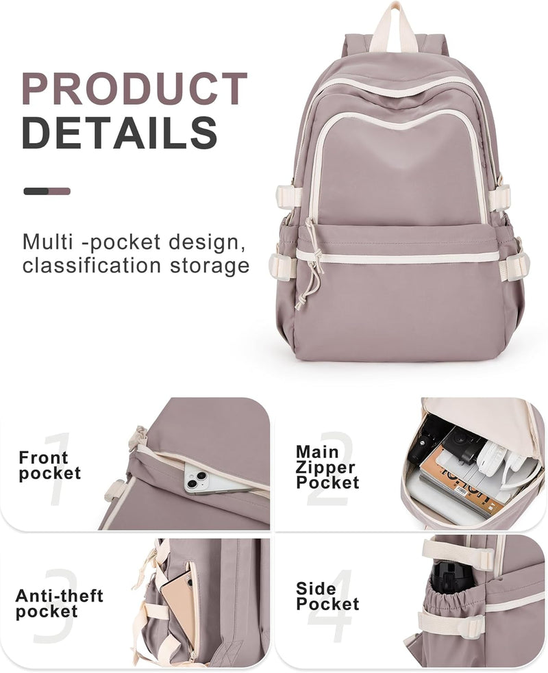 VECAVE Lightweight Casual Laptop Backpack Purse for Women,Travel Backpack with laptop compartment