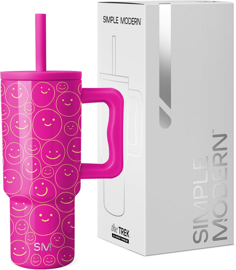 Simple Modern Kids 24 oz Tumbler with Handle and Silicone Straw Lid | Spill Proof and Leak Resistant | Reusable Stainless Steel Bottle | Gift for Kids Boys Girls | Trek Collection | Asteroid
