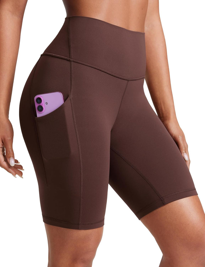 CRZ YOGA Women's Butterluxe Biker Shorts 8 Inches - High Waisted Yoga Shorts Side Pockets Buttery Soft
