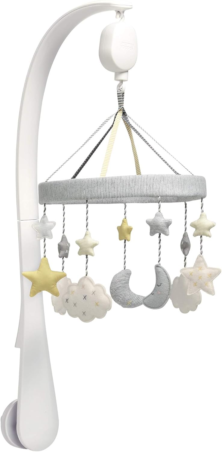 Mamas & Papas Welcome To The World Musical Cot/Cotbed Mobile, Soothing Lullaby Music, Cloud and Star Design, White
