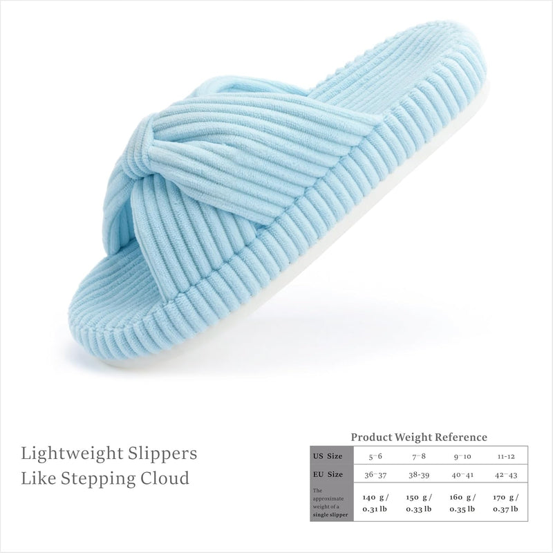 Chantomoo Slippers for Women Memory Foam House Bedroom Corduroy Bow Crossbands Slide Slipper Shoes Comfy Trendy Gift Slippers
