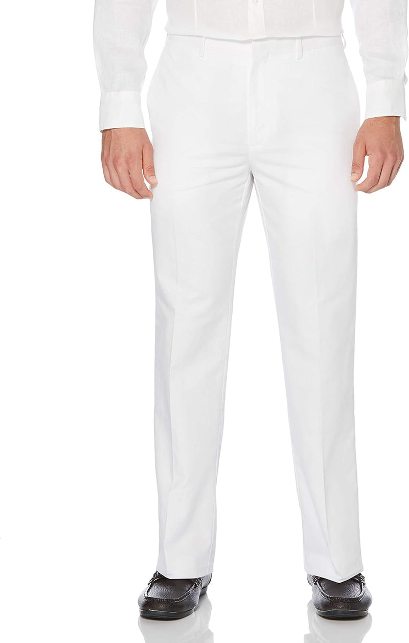 mens Linen Cotton Herringbone Flat Front Pant Casual Pants - Bright White