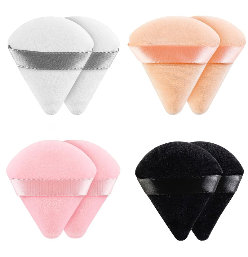 MMQ 8 Pieces Triangle Powder Puff Face Soft Triangle Makeup Puff Velour Cosmetic Foundation Blender Sponge Beauty Makeup Tools