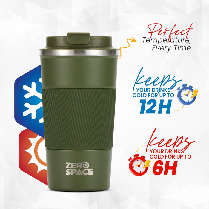 ZeroSpace Travel Coffee Mug, Stainless Steel Coffee Tumbler, Double Wall Vacuum Hot and Cold Insulated Coffee Mug for Home Travel Office Outdoor Works (Black - 500ml)