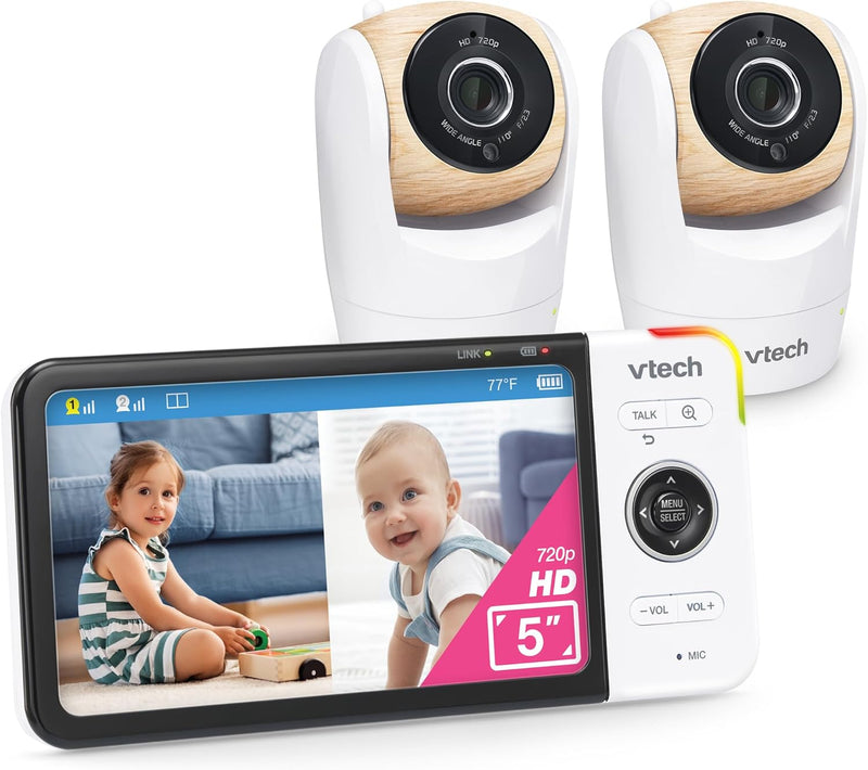 VTech VM924 Remote Pan-Tilt-Zoom Video Baby Monitor, 5" LCD Screen, Up to 17 Hrs Video Streaming, Night Vision, Up to 1000ft Range, Soothing Sounds, 2-Way Talk, Temperature Sensor,Secured Transmission