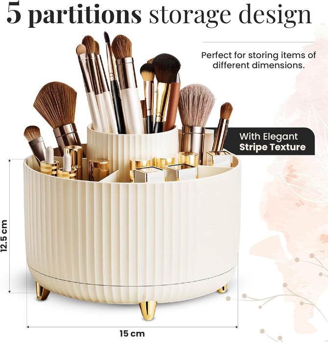 SPAULD Rotating Makeup Organizer, Adjustable Layers Spinning Skincare Organizer, Cosmetic Display Case with Brush Holder, Multi-Function Storage Carousel for Vanity Bathroom Countertop (Style 2)