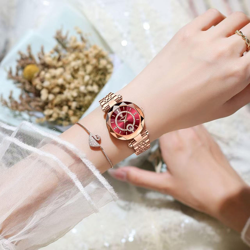 Ladies' wristwatches, quartz wristwatches for girls, luminous hour hands, water-resistant, ultra-thin, suitable for casual commuting and matching with ladies and students
