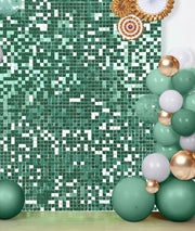 LuoluoHouse Shimmer Wall Panel Sequin Backdrop Panels 12 Packs-Iridescent Silver Backdrop for Graduation Anniversary Backdrop Wall Backdrops Engagement Decoration