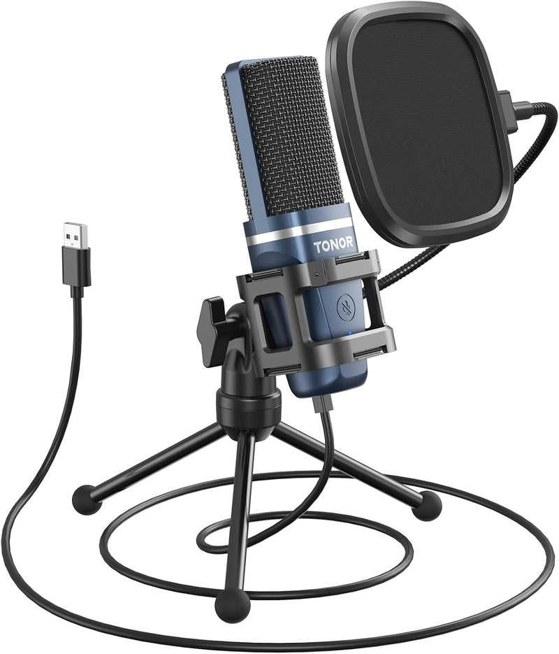 TONOR USB Gaming Microphone, RGB Streaming Microfono Set, PC Podcast Recording Computer Mic for PS4/5, Discord, Twitch, Cardioid Condenser Mic with Adjustable Boom Arm Stand TC30S+, Black - TC-777