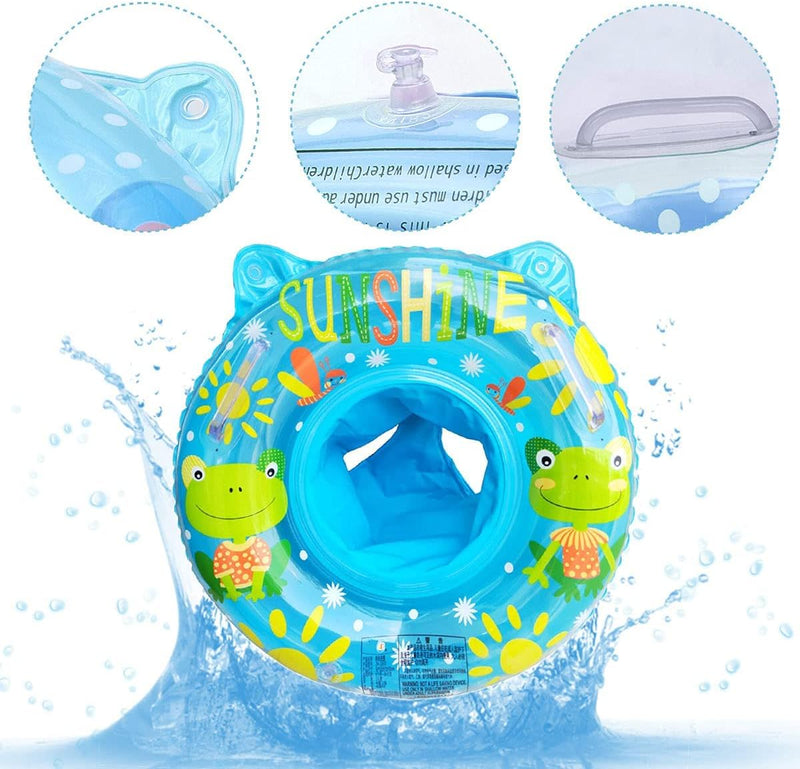 Baby Swimming Float Ring with Seat, Inflatable Children Waist Float Ring, Baby Free Swimming Ring, Pool Toys for The Age of 3-36 Months (Blue)