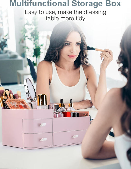 Makeup Organizer with Drawers,Large Capacity Countertop Organizer for Vanity,Bathroom and Bedroom Desk Cosmetics Organizer for Skin Care,Brushes, Eyeshadow, Lotions, Lipstick, Nail Polish and Jewelry