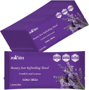 Refreshing Towel Wipes, Cotton Refreshment White Towels (25 Packs, 23x23cm) Mildly Scented Pre-moistened Towels to Use Hot or Cold - Lemon Scent - Lavender 25
