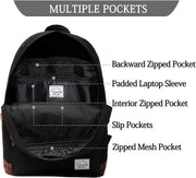 VASCHY Men's Backpack, Women's Waterproof School Bag, Boy Girl Computer 15.6 Inch Vintage for School, College, Work, Travel, Leisure
