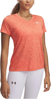 Womens Women's UA Tech Twist V-Neck Short Sleeve Tech SSV- Twist (pack of 1) - Fire / / White