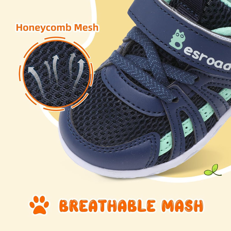 L-RUN Toddler Boys Girls Sneakers Kids Breathable Walking Shoes Barefoot Strap Non-Slip Sole Tennis Shoes