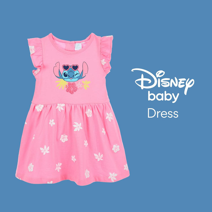 Disney Stitch Baby Girls Dress Soft Short Sleeve Cotton Dress 6-24 Months