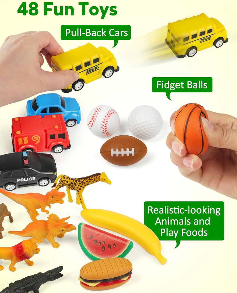 Coogam Sorting Toy for Toddlers, Animals Dinosaurs Fruits Vehicles Foods Fishes Balls Farm Playset, Fine Motor Montessori Game Preschool Educational Learning Gift for 2 3 4 Year old