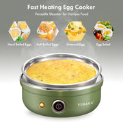 VOBAGA Electric Egg Cooker, Rapid Egg Boiler with Auto Shut Off for Soft, Medium, Hard Boiled, Poached, Steamed Eggs, Vegetables and Dumplings, Stainless Steel Tray with 7-Egg Capacity (Green)