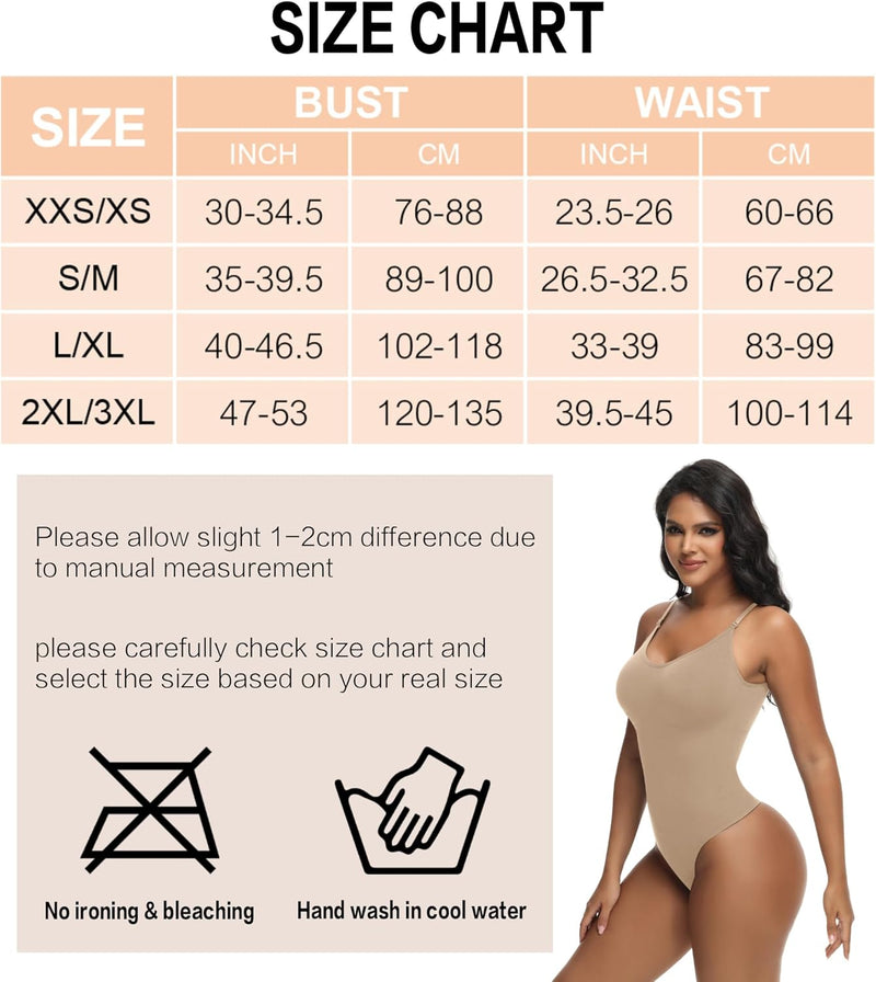 VIHTVIWE Bodysuit for Women Tummy Control Shapewear Body Shaper Seamless Spaghetti Strap Camisole Leotards