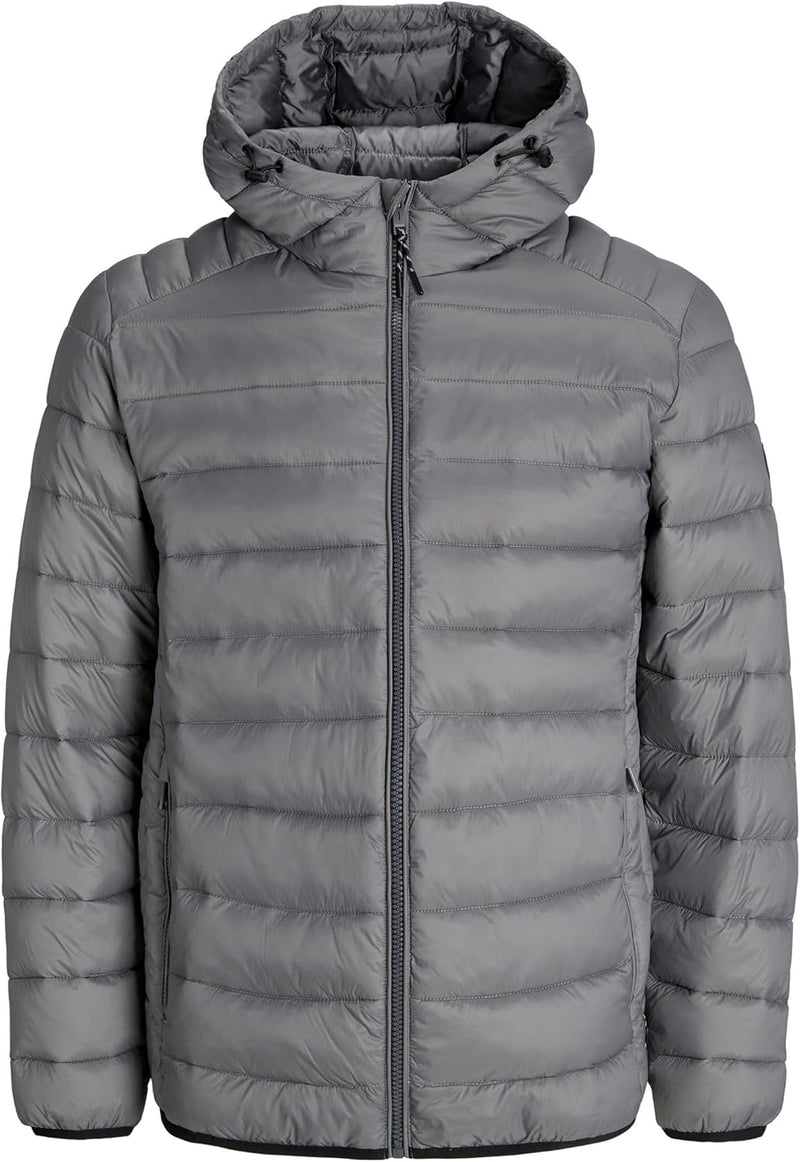 mens JJEBRADLEY LIGHT PUFFER HOOD NOOS Quilted Jacket - Castlerock