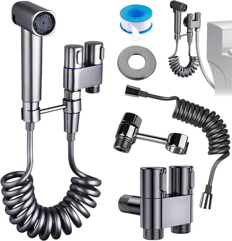 Necomi Stainless Steel Handheld Bidet Sprayer for Toilet Cloth Bathroom Diaper Self Cleaning Shattaf Set with adjustable water Pressure Control