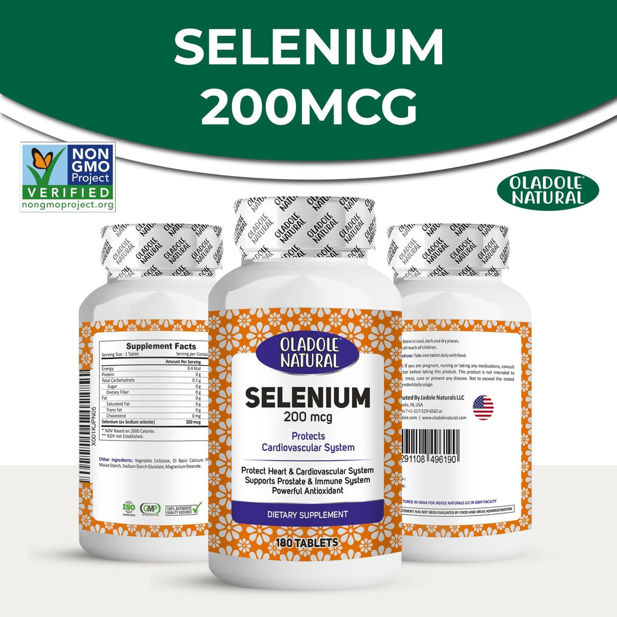 Oladole Natural Selenium- 200mcg (180 Tablets) Antioxidant Powerhouse For Immune System, Thyroid Support, Heart Health, Boost Energy Levels, Metabolism Support Non- GMO, Gluten Free – image 4