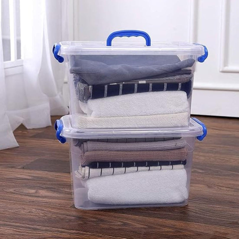 15L 3 Pc set Clear Plastic Storage Boxes with Lockable Lids Transparent Organizer Containers for Clothes, Toys, Tools, Arts & Crafts Stackable Storage Solution with Handles (3 x 15L)