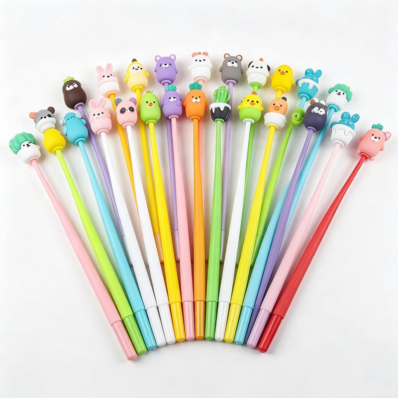 30 Pieces 0.5 mm Cartoon Head Pens Random Bulk Cartoon Cute Gel Ink Swinging Pen Prize Pen Stationery Gift Creative Assorted Styles Novelty Writing Pen for Gift Cute Cartoon Gel Ink Pens