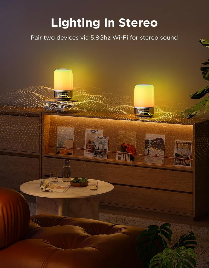 Table Lamp 2 Pro x Sound by JBL, Bedside Lamp with Bluetooth Speaker Music-Light Sync,16 Music Modes,100+ Scene Modes,Work with Alexa & Matter, Rechargeable Night Light,Wireless Portable