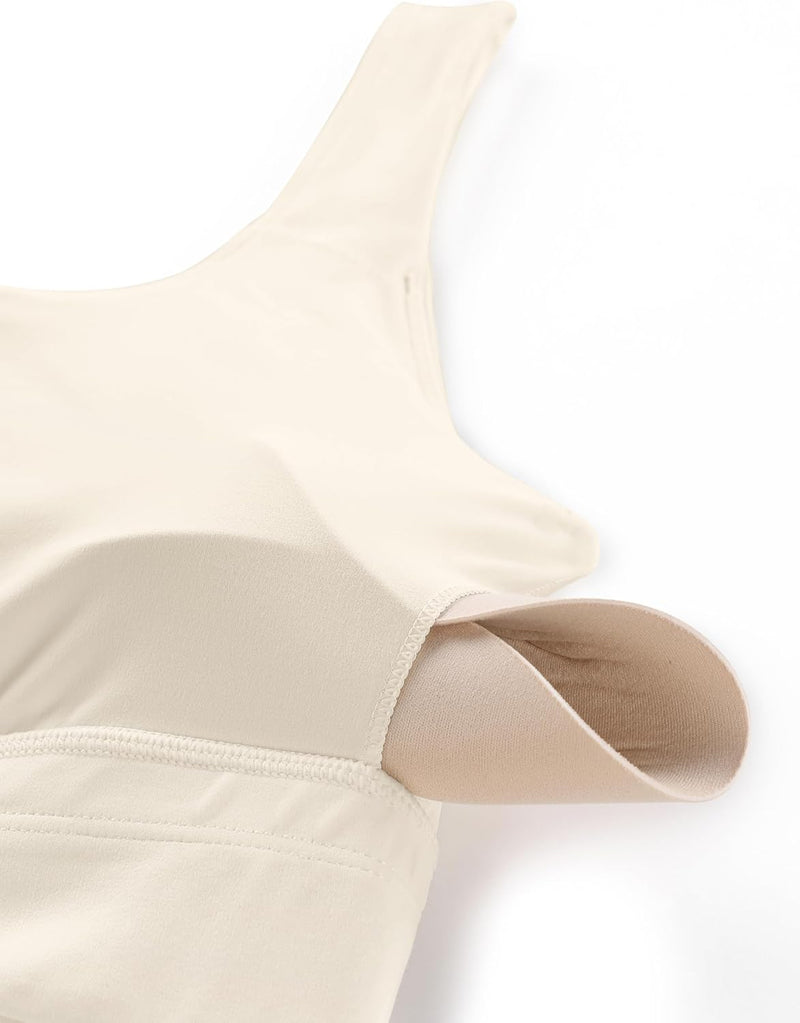 CRZ YOGA Womens Butterluxe U Back Sports Bra - Scoop Neck Padded Low Impact Workout Yoga Bra with Built in Bra