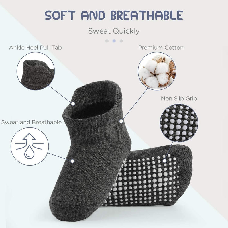 Grips Ankle Socks for Toddler, SYOSI Non Slip Socks for Kids, Low Cut Anti Skid Floor Socks for Baby Boys and Girls