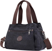Hobo Handbags Light Nylon Crossbody Bag for Women, Multi Compartment Tote Purse Bags - Black - Medium