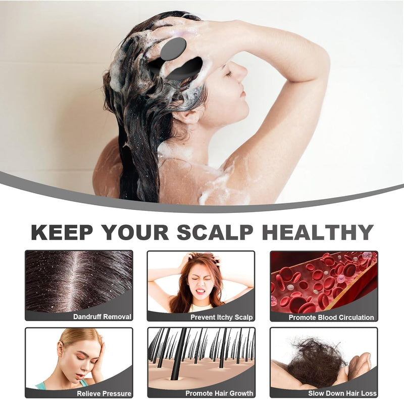 Brand Wet & Dry Manual Head Scalp Massage Brush, Soft Silicone Bristles Care Hair Scalp Massager Shampoo Brush for The Scalp, Exfoliate and Remove Dandruff, Promote Hair Growth - Multicolor