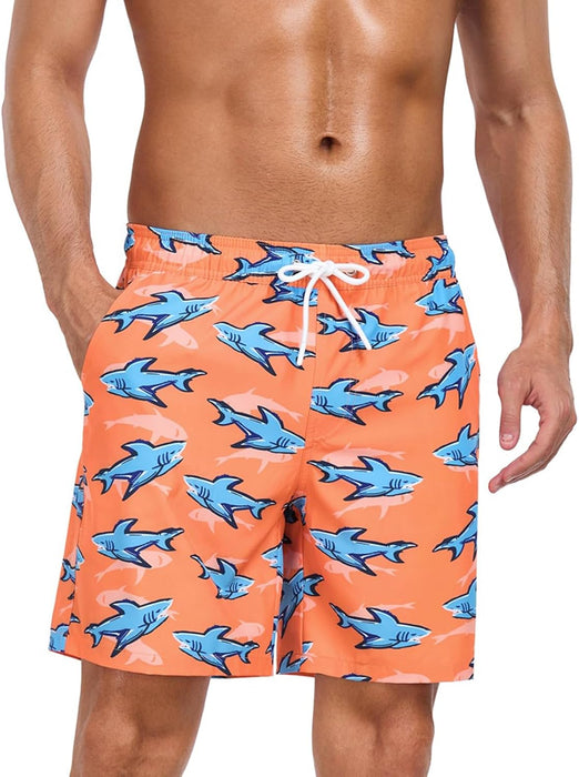 Mens Swim Trunks with Compression Liner 2 in 1 Quick Dry Beach Swimming Trunks Swim Shorts with Zipper Pockets