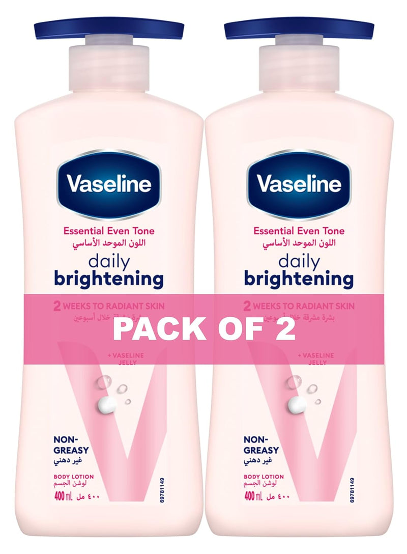 Vaseline Even Tone Body Lotion Daily Brightening, 2 x 400ml